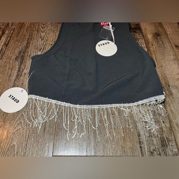 Staud NWT Kaz Top Bedazzled Fringe Crop Top Size 2 - Picture 4 of 6